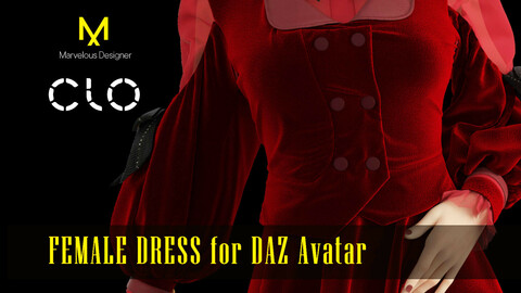 Female Dress for Daz Studio Genesis 8 Female Avatar. Clo3d / MD project + FBX +OBJ