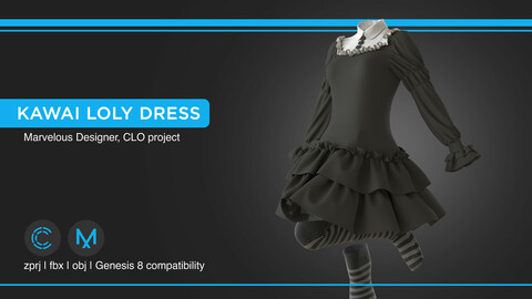 Kawai Loly Dress | clo3d | marvelous designer