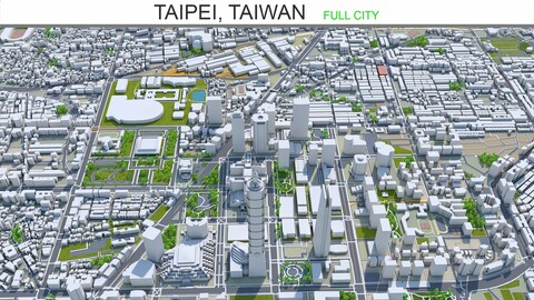 Taipei city Taiwan 3d model 60km