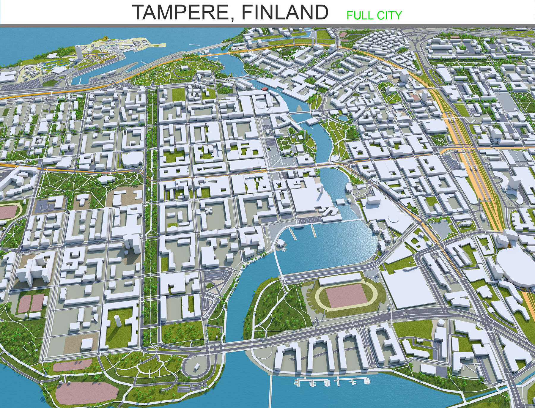 ArtStation - Tampere city Finland 3d model 60km | Game Assets