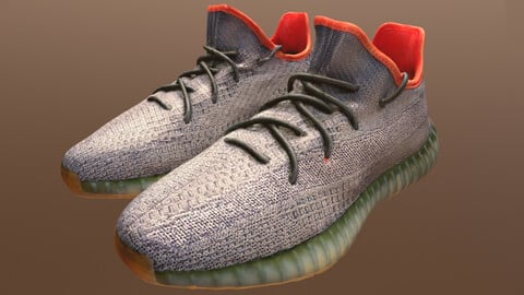 ADIDAS YEEZY 350 V2 DESERT SAGE SHOES low-poly PBR