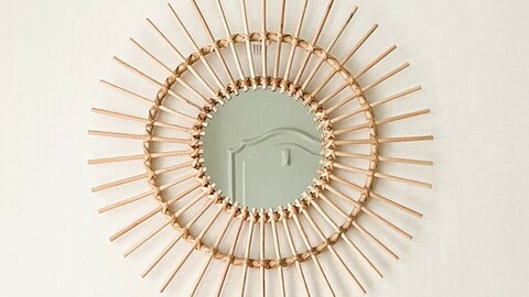 bamboo rattan mirror