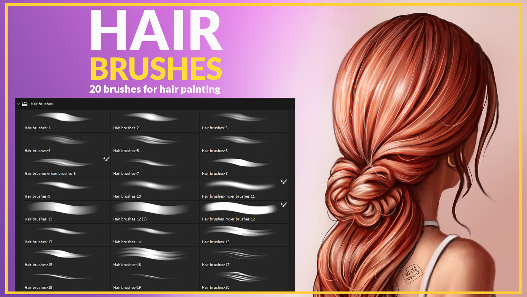 ArtStation - 20 New Hair Brushes for Photoshop | Brushes