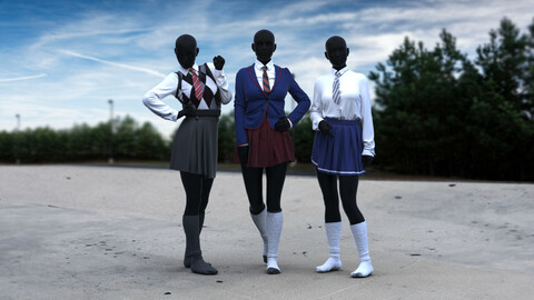 Realistic 3D Models Of School Uniforms