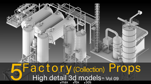 5 Factory (Collection) Props- High detail 3d models- Vol 09