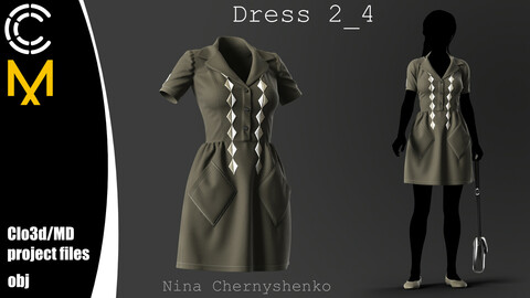 Dress 2_4. Marvelous Designer/Clo3d project + OBJ.