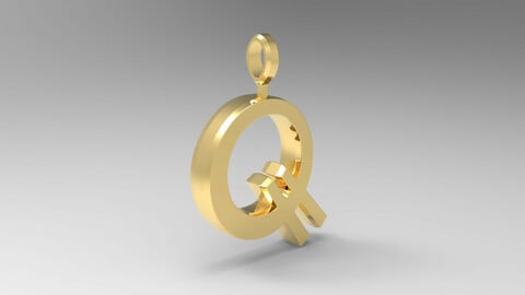 Q Letter Pendant Gold