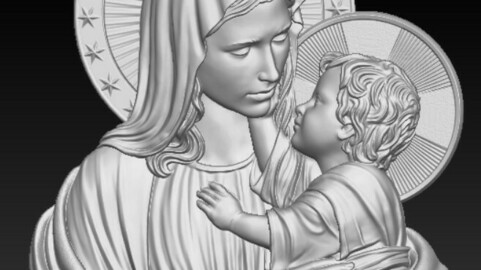 Mary with Child Medallion 3D model