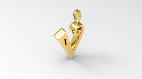 V Letter Pendant Gold