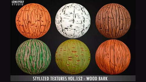 Stylized Bark Wood Vol.152 - Hand Painted Textures