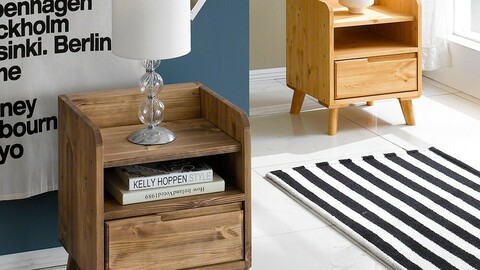 Buffley Solid Wood Smart Bed Side Table