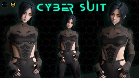 Cyber Suit. Sci-Fi, Futuristic. Clo3d/Marvelous designer Zprj/Obj/Pose ​Genesis 8.1 Female