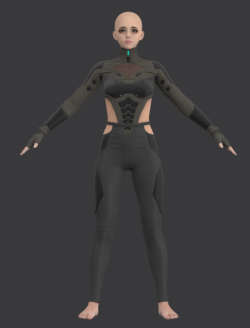 ArtStation - sci-fi women body suit 2