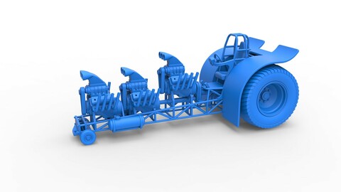 3D printable Diecast Pulling tractor with 3 engines V8 Scale 1 to 25