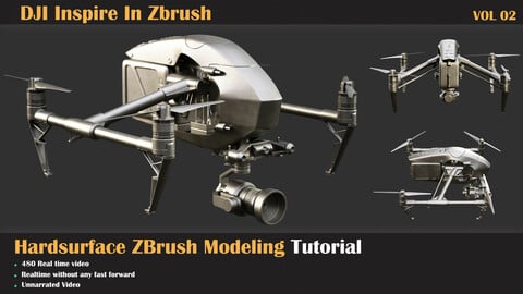DJI Inspire Hardsurface ZBrush Modeling Tutorial - VOL 02