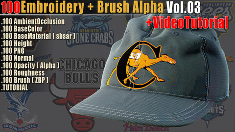 100 Embroidery + Brush Alpha Vol03 + Video Tutorial