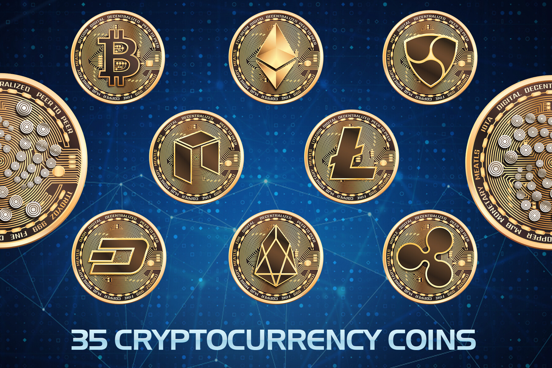 ArtStation - 35 Cryptocurrency coins, Golden bitcoin coin, Crypto currency,  Bitcoin symbol isolated, currency background, digital ecommerce blockchain  | Artworks