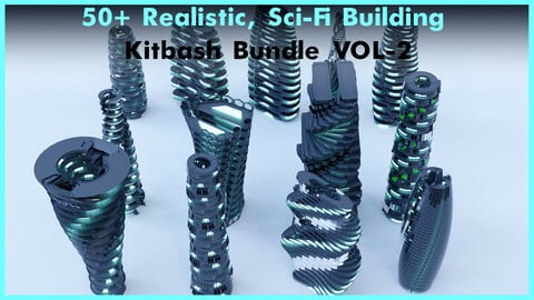50+ Realistic, Sci-Fi Buildings Bundle Vol-1