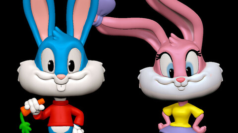 Buster Bunny and Babs Bunny - Tiny Toon Adventures 3D print models