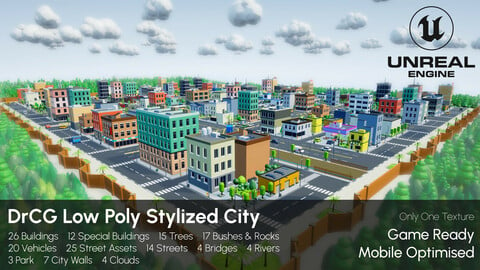 183 Modular Low Poly Environment Asset (Stylized City) for Unreal Engine