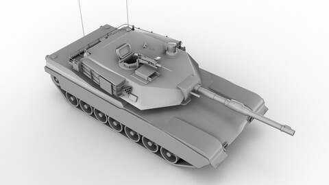 Tank M1A1 Base Mesh Free Free low-poly 3D model