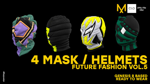 Future Fashion Helmet / Mask Pack Vol.5 - Clo 3D / Marvelous Designer + OBJ / NO TEXTURE / DIGITAL FASHION