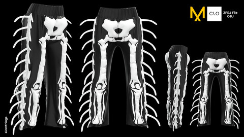 Future Fashion Pants Skeleton Bones #013 - Clo 3D / Marvelous Designer + OBJ / DIGITAL FASHION