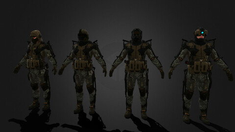 Exoskeletons Unit pack  Available in FBX,OBJ,STL,3DS