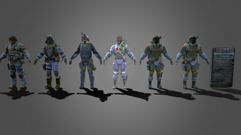Assault Team UNIT Pack include 6 Character (FBX,OBJ,3DS,STL)