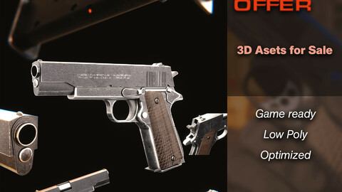Colt 1911 3D model game asset