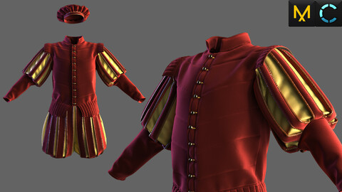 Medieval Men's Outfit Marvelous Designer / Clo3d Project (ZPRJ) + OBJ