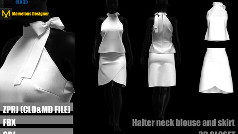 Halter neck blouse and skirt