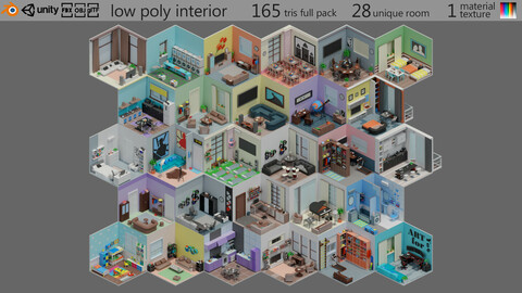 low poly interior 2 Low-poly 3D model
