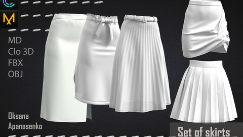 Set of skirts. Clo 3D/MD project + OBJ, FBX files