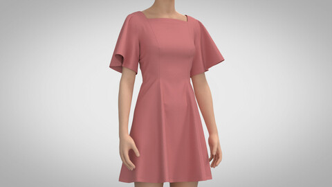 A-line Dress, Marvelous Designer, Clo3D +fbx, obj