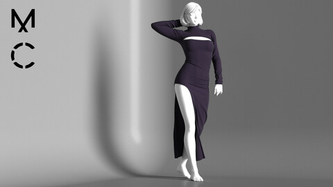 Maxi Dress/Marvelous Designer/Clo3D+OBJ