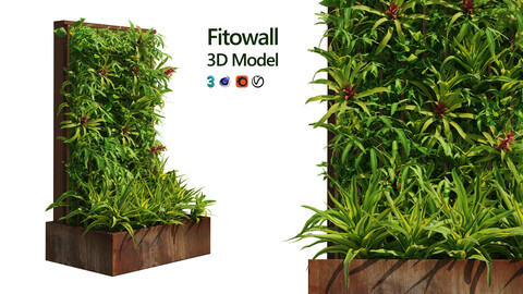 Outdoor greenwall with plant pot