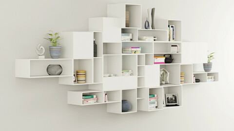 Boxed floating Library shelves 3d model