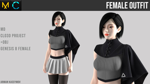Female Outfit. Marvelous Designer / Clo 3D project +obj