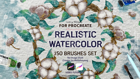 150 Realistic Watercolor brushes - Bundle set