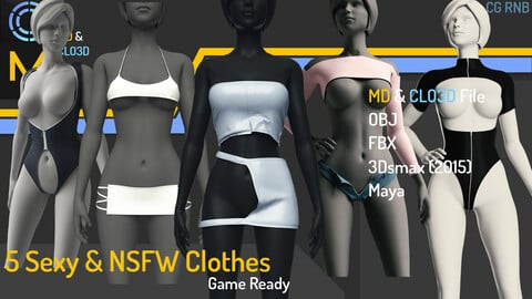 5 Sexy And NSFW Clothes . ( Game Ready)