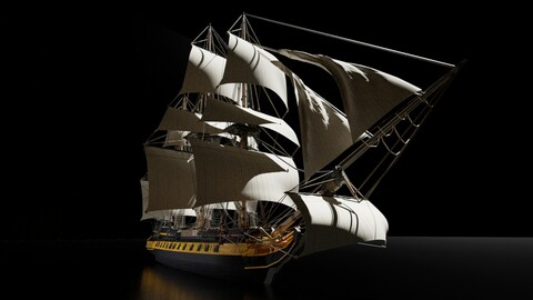 Sailing/Pirate Ship - 3D Model Concept Art, Illustrations, Keyart