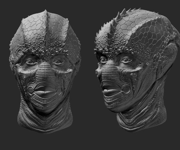 ArtStation - ENEMY MINE DRAC head sculpt 3D print model | Resources