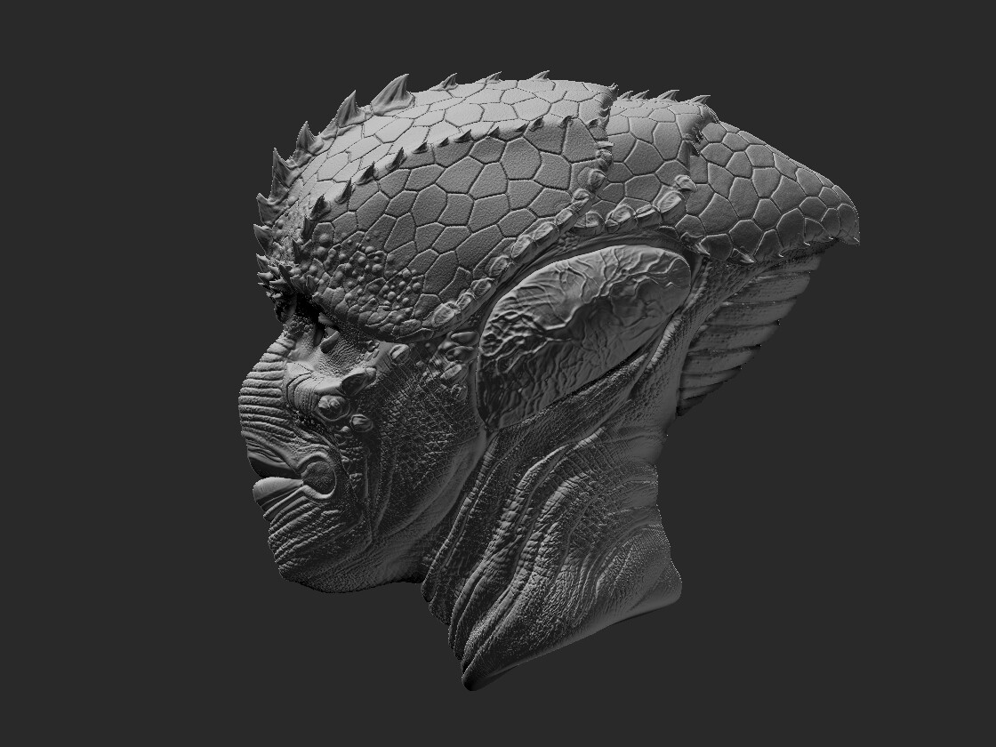 ArtStation - ENEMY MINE DRAC head sculpt 3D print model | Resources