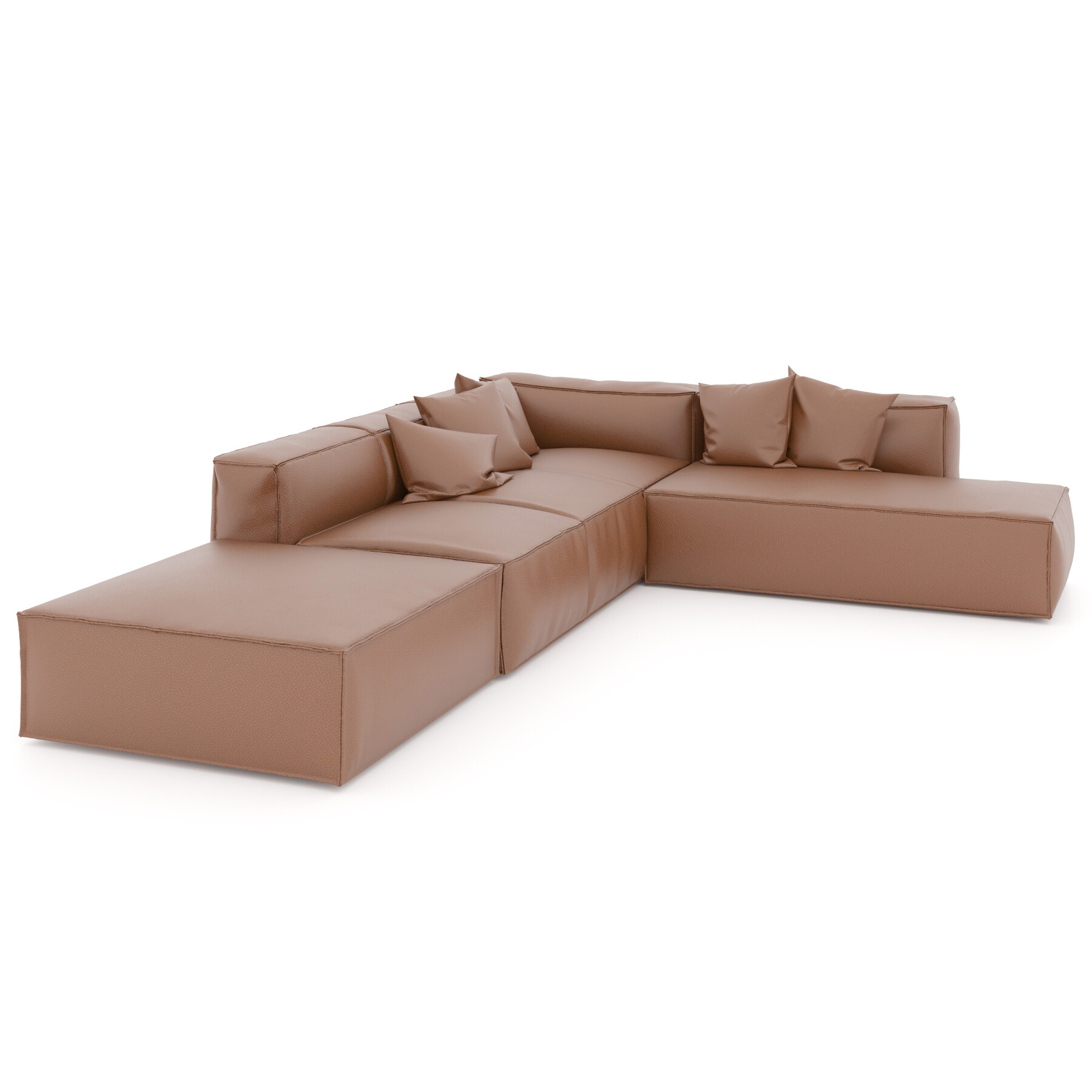 ArtStation Brown leather Corner sectional Sofa Resources