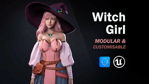 Customizable Witch Girl - Game Ready Rigged and Animated