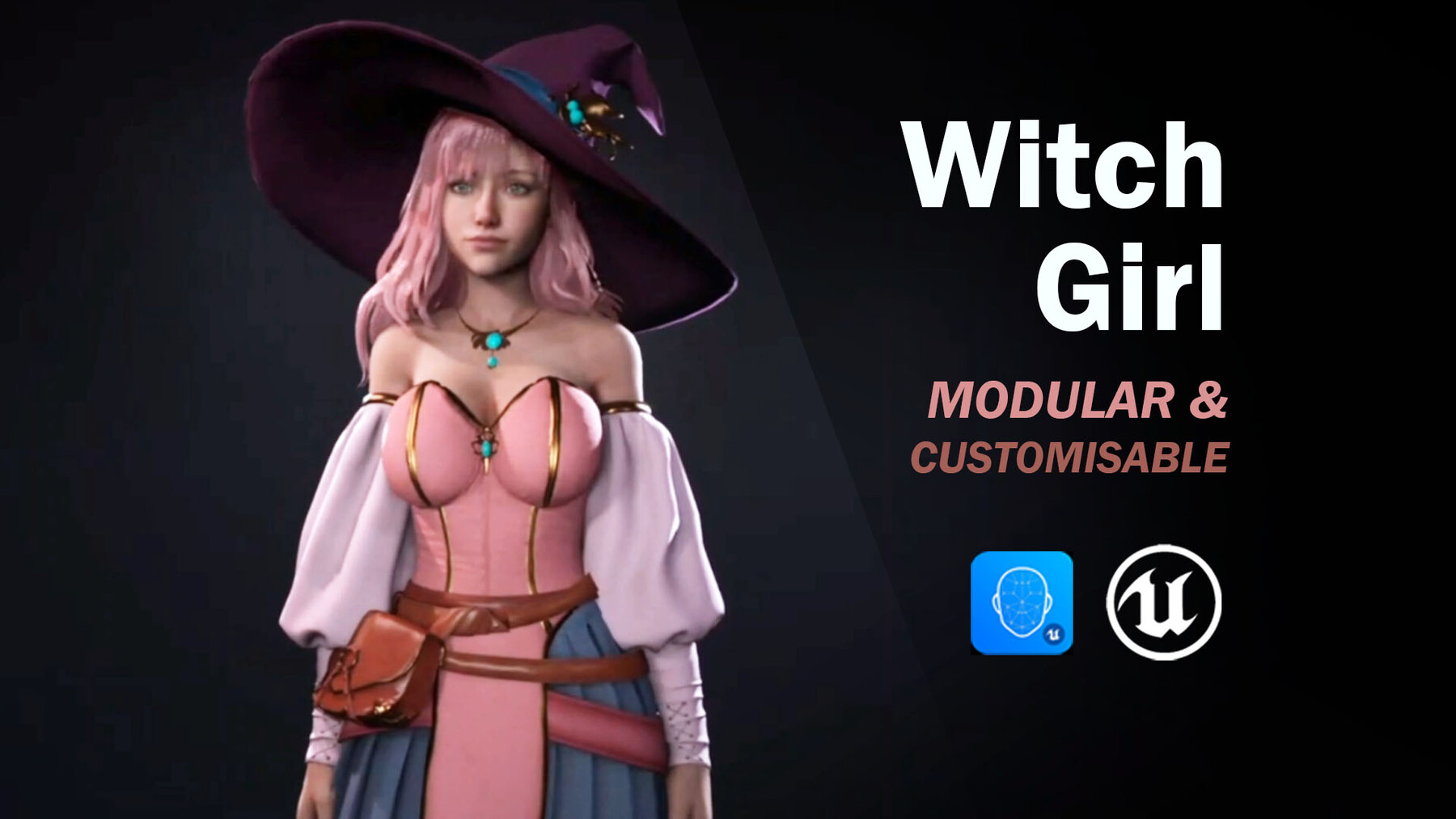 Xandra 3D - Witch Girl Lelanie [F1] - Rigged Animated Game Character