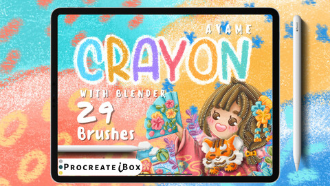 29 Crayon Brush Set for Procreate | Procreateibox