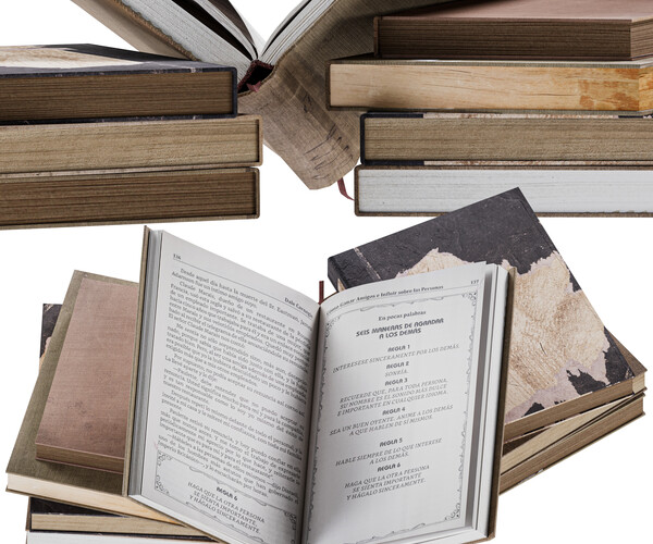 ArtStation - Set of Books 8 - Opened books | Resources