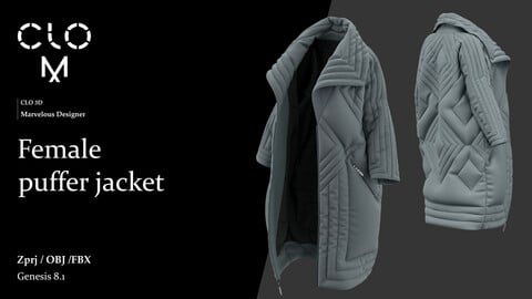 Female puffer jacket / Marvelous Designer/Clo3D project file + OBJ